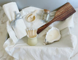 New Home Gift Box | Oyster Shell Candle, Spatula, Dish Towel, Salt