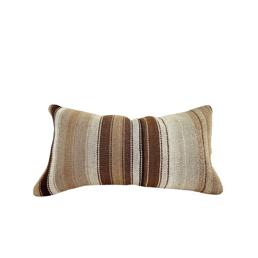 One of a kind and handmade just for Elle Jay, this pillow cover was made from a vintage Turkish kilim.  Fits up to 16x26 insert, measures 12x24. Cover only.